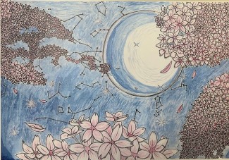 入賞作品「桜花月」…日本の自然の美しさを表現しました。