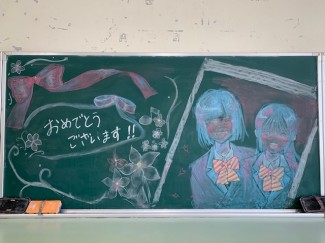 2年生の歓迎黒板アート